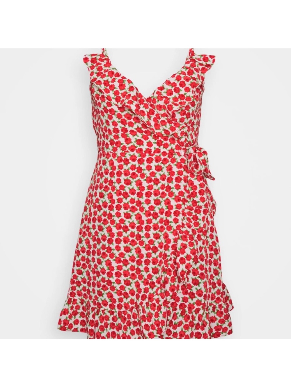 Topshop Red Floral Wrap Mini Dress
